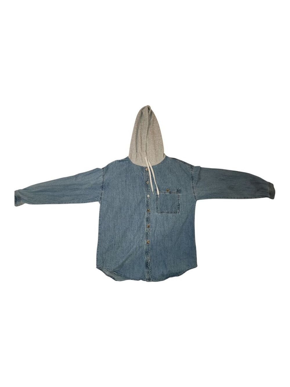 Forever 21 Denim Hoodie Shirt Jacket Blue Gray Size Medium